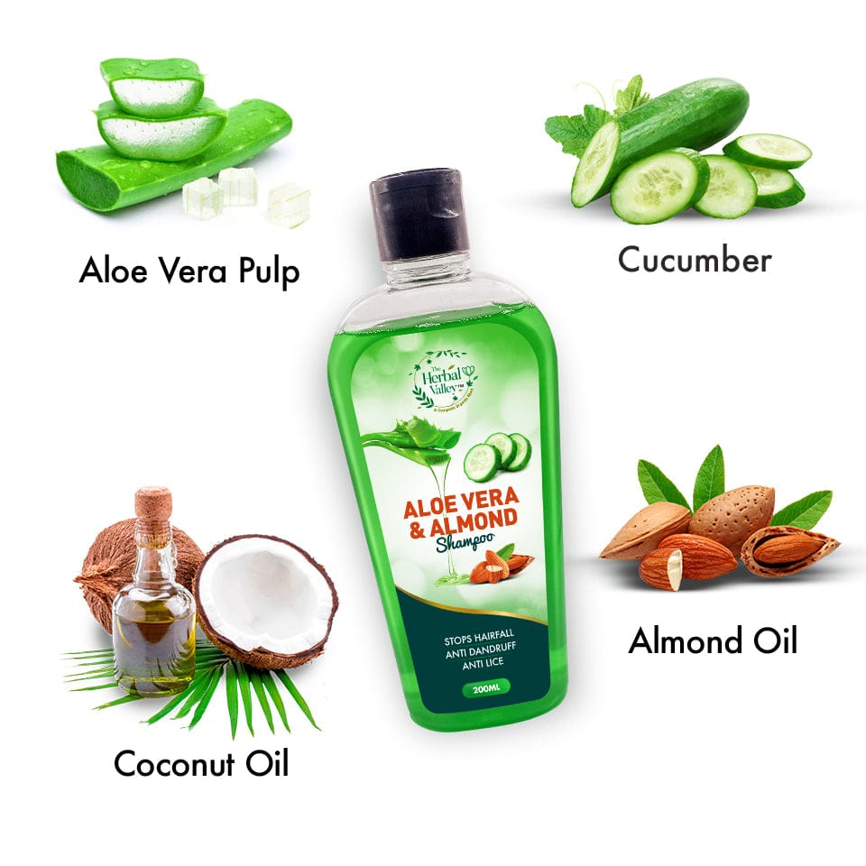 Aloe Vera & Almond Anti Dandruff Shampoo/ Makes Hair Shiny & Straight